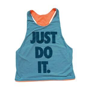 Nike Revsersible Blue Striped/Orange Jersey Net Racerback Muscle Tank Top Sz L